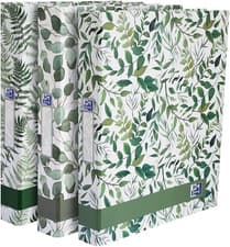 Image of Oxford A4 Ring Binders, Leaves Pattern, 3 Pack of Matte Paper-On-Board, 40 Mm Sp