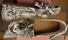 Image of Moda in Pelle ELLERY Gold Snake Leather Loafer size 3 NEW BOXED