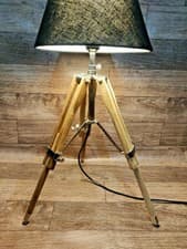 Image of Nautical Antique Brass Royal Marine Tripod Table Lamp Industrial Lamps