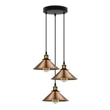 Image of Vintage 3 Way Pendant Light Modern Kitchen Hanging Metal Ceiling Lamp Shade E27