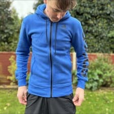 Image of Adidas Blue Hoody Men's Size XS Hooded Full Zip Fleece Sweater / Tracksuit Top