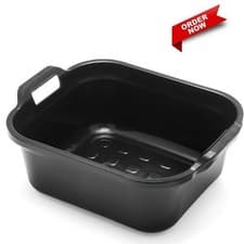 Image of Addis 517936 Large Rectangular 10 Litre Washing Up Bowl with Handles, Black, 39