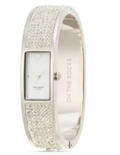 Image of Kate Spade On the Rocks Silver Hinged Bangle Pave Crystal Watch NIB GORGEOUS