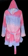 Image of BRAVE SOUL medium MERMAID TEXTURE hooded DRESSING GOWN pink/blue ombre UNWORN