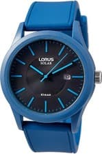 Image of Lorus Gents Solar Watch with Black Dial and Blue Strap RX305AX9