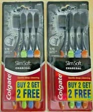 Image of 8 Pcs Colgate Slim Soft Charcoal Toothbrush 17x Slimmer Soft Tip Bristles