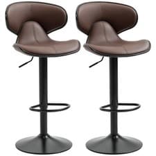 Image of HOMCOM Adjustable Swivel Bar Stools Set of 2, Barstools for Counter Bar, Brown