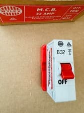 Image of WYLEX 32A Type B Push/Plug-In Circuit Breaker ~ B32 32 Amp MCB ~ Inc. Base ~ Red