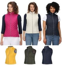 Image of Regatta Womens Charleigh Quilted Bodywarmer Vanilla Navy Fuchsia 10-20