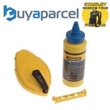 Image of Stanley 30m Chalk Line STA047443 Blue Chalk 113g Refill & Line Level 0-47-443