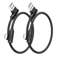 Image of Short Lightning Cable 0.3M 2Pack Mfi Certified Right Angle Iphone Charger Nylon