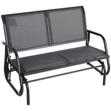 Image of 2-Person Glider Bench Patio Double Swing Gliding Chair Loveseat Grey Armrest