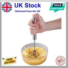 Image of Stainless Steel Manual Handheld Egg Whisk Beater 304 Grade Heavy Duty Baking
