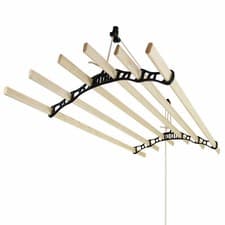 Image of Clothes Airer Hanging 2.4m Ceiling Pulley Maid Vintage Dryer Rack 6 Lath Black