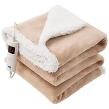 Image of Heated Throw Large Blanket Electric Warm Fleece Washable Timer & Heat Settings