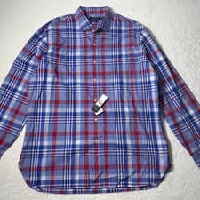 Image of Polo Ralph Lauren Mens Slim Fit Size XXL Red Blue Plaid Long Sleeve Button Up