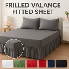 Image of Luxury Frilled Fitted Bed Valance Sheet Deep Fit Bed Sheet Soft Fabric All Sizes