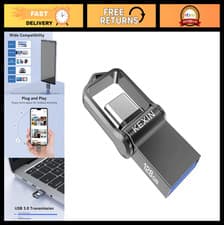 Image of 128GB USB C Flash Drive, Dual OTG 3.0 Memory Stick, Waterproof Mini USB for PC/T