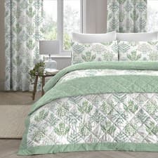 Image of Dreams & Drapes Emily Botanical Quilted Bedspread Bedding Bedroom Coverlet UK