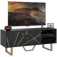 Image of HOMCOM TV Unit for Living Room, TV Stand, Black Marble
