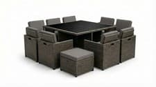 Image of 12pc/16pc Replacement Cushion Set to fit 8 Seater Rattan Garden Dining Cube