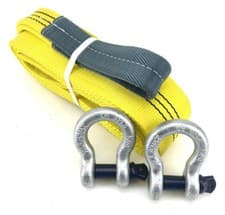 Image of 3 Tonne Tow Strap x 1 Metres With 4.75 Tonne Shackles, Recovery Strap, 3000kg