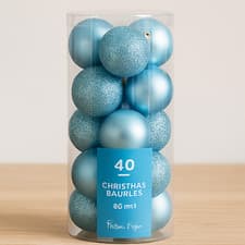 Image of 40 Pack Christmas Baubles 60mm Value Set Shatterproof Tree Decor Multi Colour