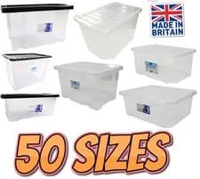 Image of Quality Plastic Storage Boxes Clear Box With Lids Home Office Kitchen Stackable