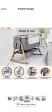 Image of Tutti Bambini Cozee Air Bedside Rocking Crib Oak Charcoal Cot Bed