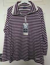 Image of Craghoppers Natalia Fleece Top Size 18 Plum Stripe Half Zip Long Sleeve, BNWT