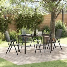 Image of Garden Dining Set 5 pcs Anthracite Powder-Coated Steel