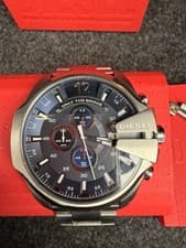 Image of Diesel Mega Chief DZ4290 Chronograph Men’s Watch, Stainless Steel, Brown Leather