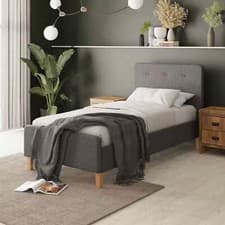 Image of Ashbourne Bed Single Grey Fabric sprung slats 3ft bed frame ZZZ