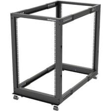 Image of Startech 4-Post 18U Mobile Open Frame Server Rack 19" Network Rack With Casters