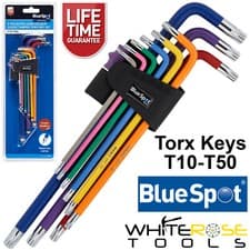 Image of BlueSpot Torx Key Set Extra Long Colour Coded Tamper T10-T50 9pc Trx-Star Allen