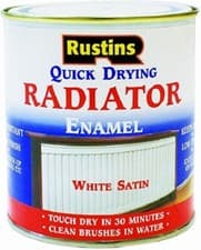 Image of Rustins Quick Dry Radiator Enamel Paint Satin WHITE 250ML 500ML 1L