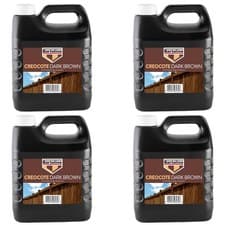 Image of 4x Bartoline Dark Brown Creocote Oil-Based Timber Treatment For Exterior Wood 4L