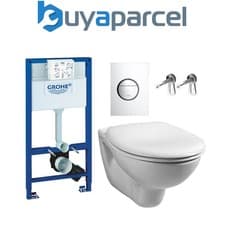 Image of Grohe 38528 Rapid 1.13m Dual Flush Cistern Frame 38765 Nova Plate & Toilet Pan