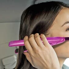 Image of 12V Compact Travel Festival Camping Portable In Car Hair Straighteners- Pink