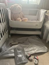 Image of Tutti Bambini CoZee Air Bedside Crib – Scandinavia Walnut/grey
