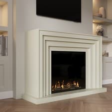Image of Cream Fire Surround and Electric Fire with Logs - AmberGlo AGL087