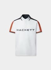 Image of Hackett Heritage London Classic Fit Short Sleeve Multi Polo White
