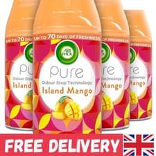Image of Air Wick Freshmatic Refill Pack of 4, Island Mango, 250ml Each, Lasts 280 Days