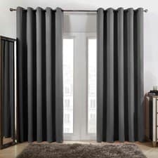 Image of OHS Eyelet Blackout Curtains PAIR of Thermal Ring Top Ready Made Luxury