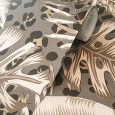 Image of Tropical Leopard Chocolate Animal Wallpaper Botanical Paste The Wall Nina Home