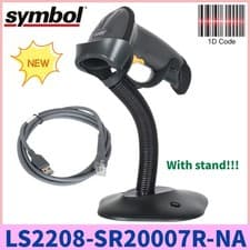 Image of Zebra Symbol LS2208-SR20007R-NA Handheld 1D USB Laser Barcode Scanner With Stand