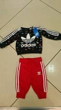 Image of Adidas Crew Sweatshirt/Pants Set Black/red Baby unisex infant 3-6 Months BNWT 