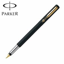 Image of Parker Vector Matte Black GT Fountain Blue Ink Pen Gold Plated Nib New Gold Trim