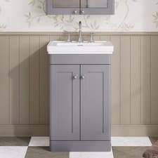 Image of Nuie Classique Floor Standing 2-Door Vanity Unit with Basin 500mm Wide Satin Gre
