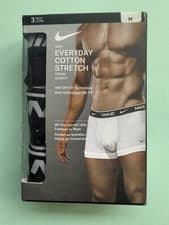 Image of Nike Men's Three Cotton Underwears Boxer Trunk Black Size M 3 Pack Brand New
